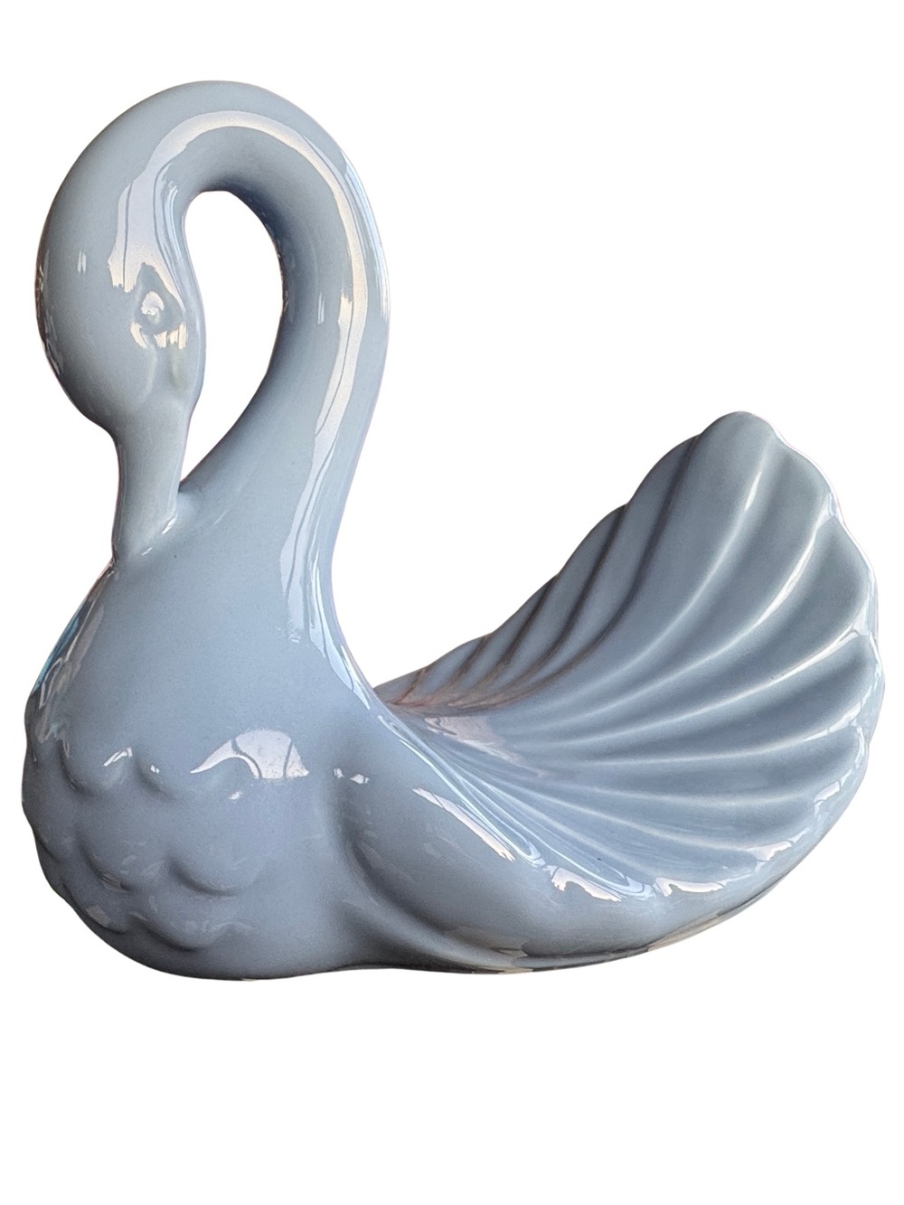 Vintage Andre Richard Japan Blue Ceramic Swan Soap Dish Holder 7.5in